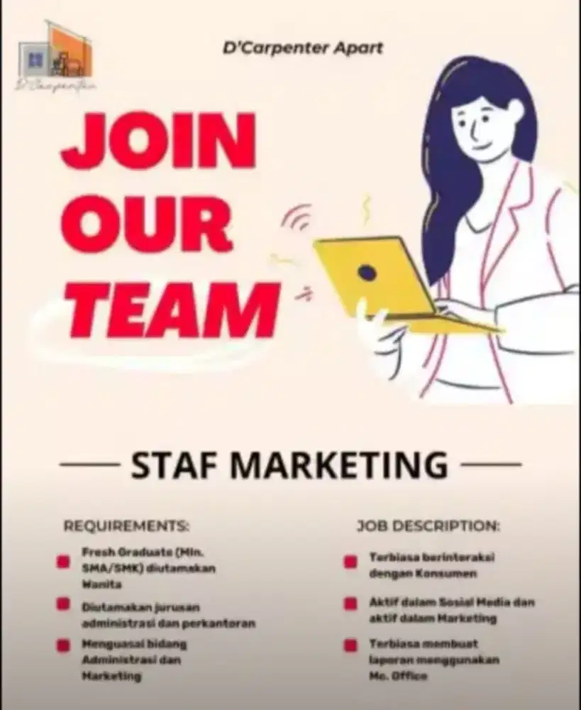 Dibutuhkan marketing & sales