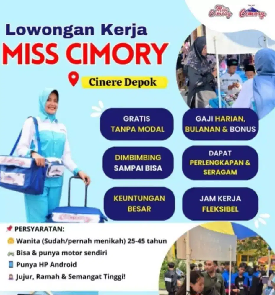 LOWONGAN PEKERJAAN MISS CIMORY, KHUSUS IBU RUMAH TANGGA FLEKSIBEL!!