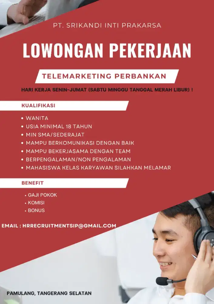 Lowongan pekerjaan telemarketing perbankan