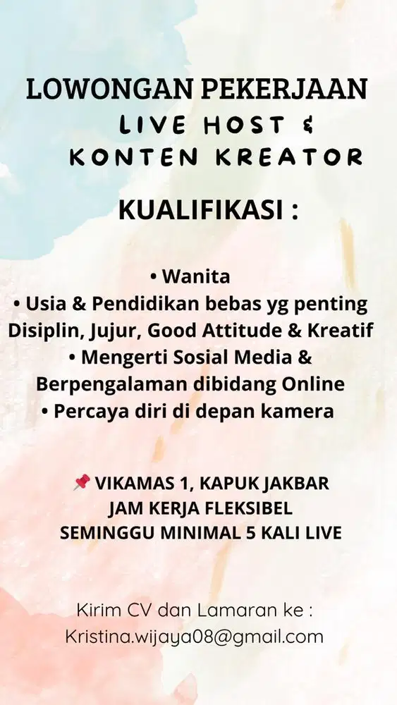 DI CARI HOST LIVE YANG NIAT KERJA