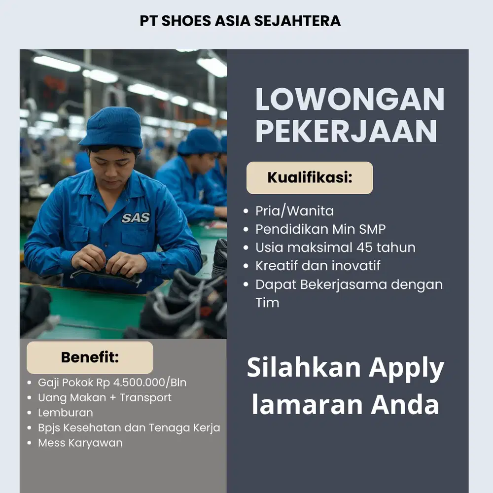 Dibutuhkan Segera Tenaga Untuk Pabrik dan Gudang