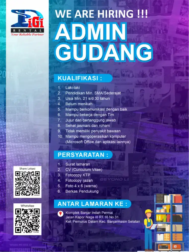 Admin gudang laki laki