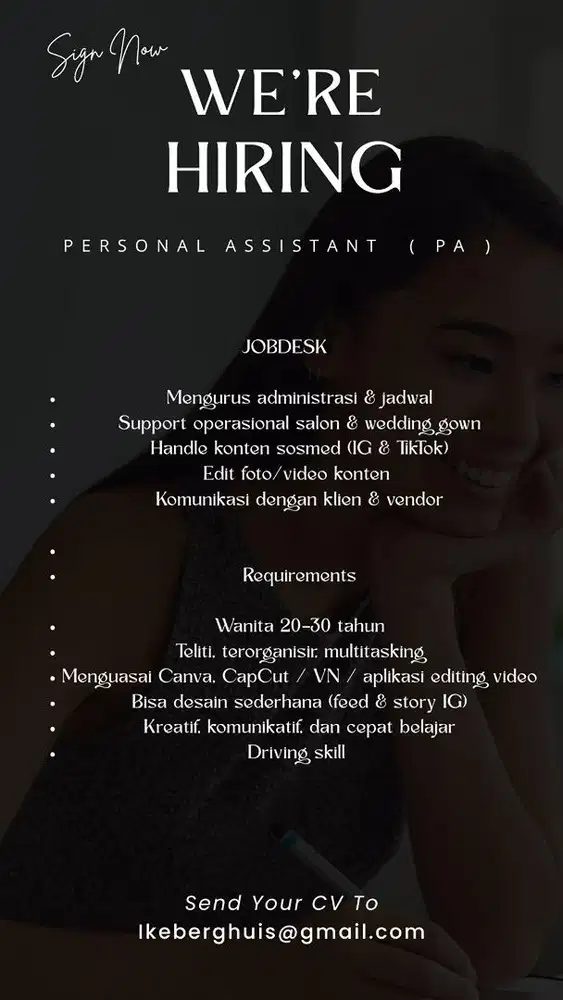 DIBUTUHKAN ASISTEN PRIBADI