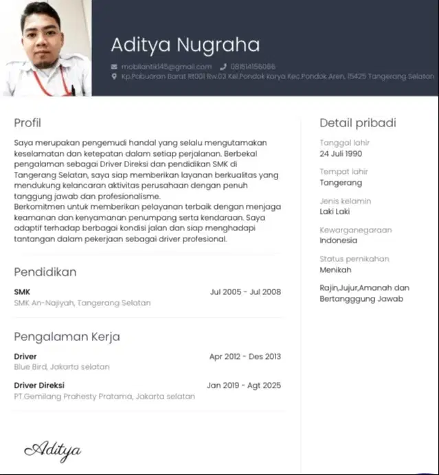 Mencari lowongan Driver Pribadi , Kantor atau FREELANCE