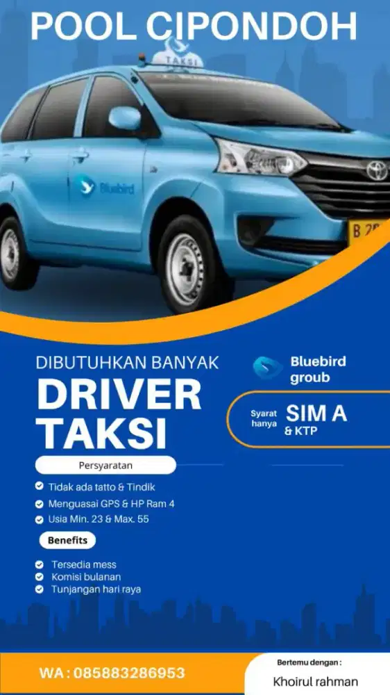 Lowongan Driver/Supir taksi Tangerang