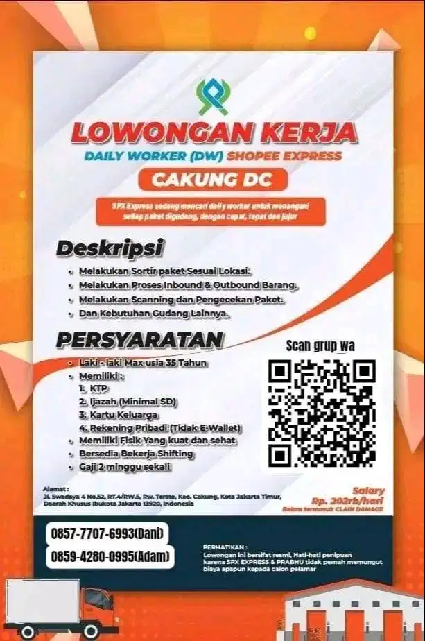 Loker Sortir CAKUNG DC SPX PRABHU