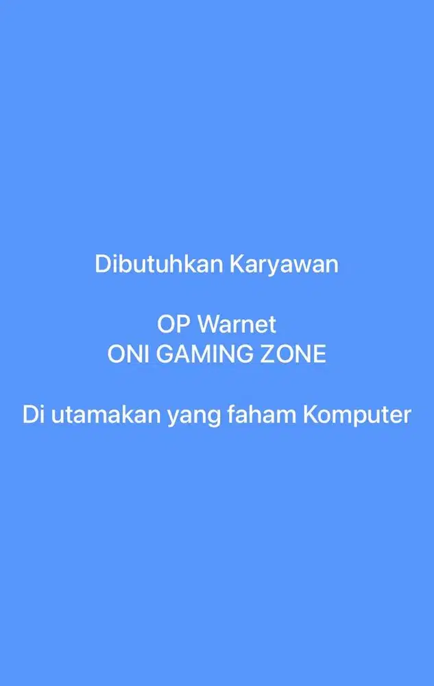 Dicari Operator Warnet