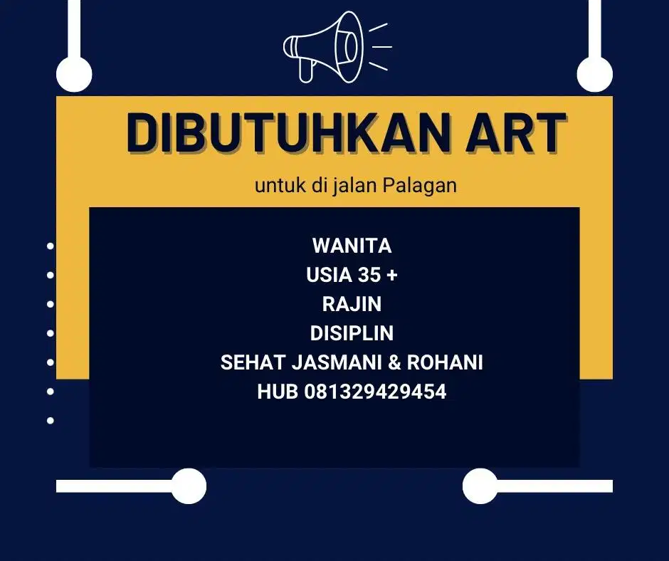 dicari ART menginap