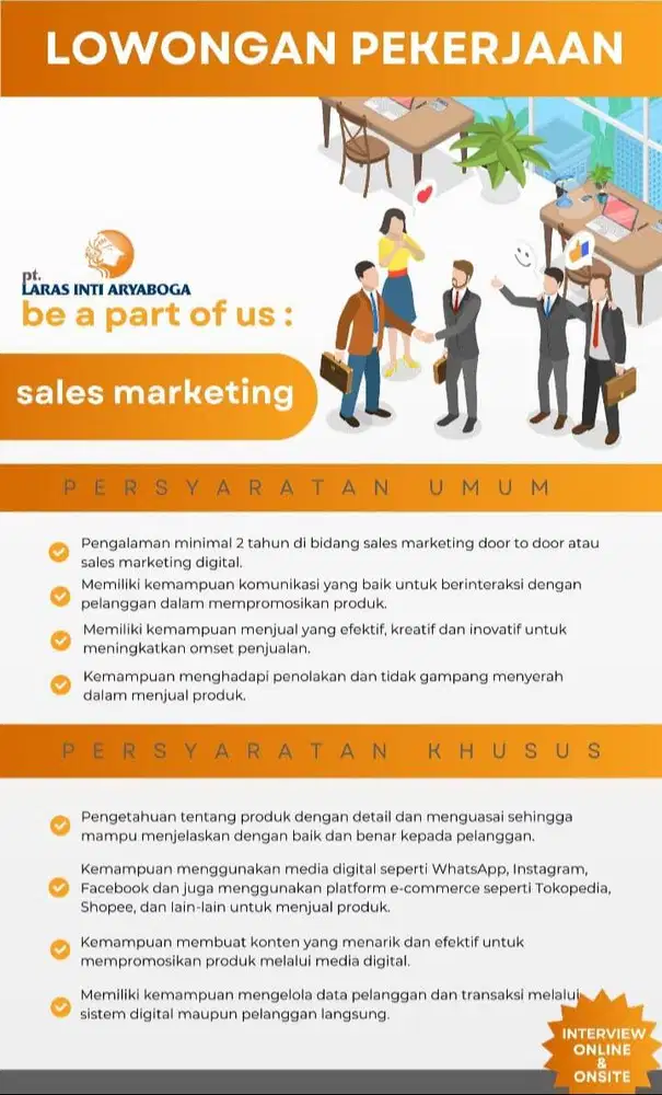 LOWONGAN KERJA SALES MARKETING