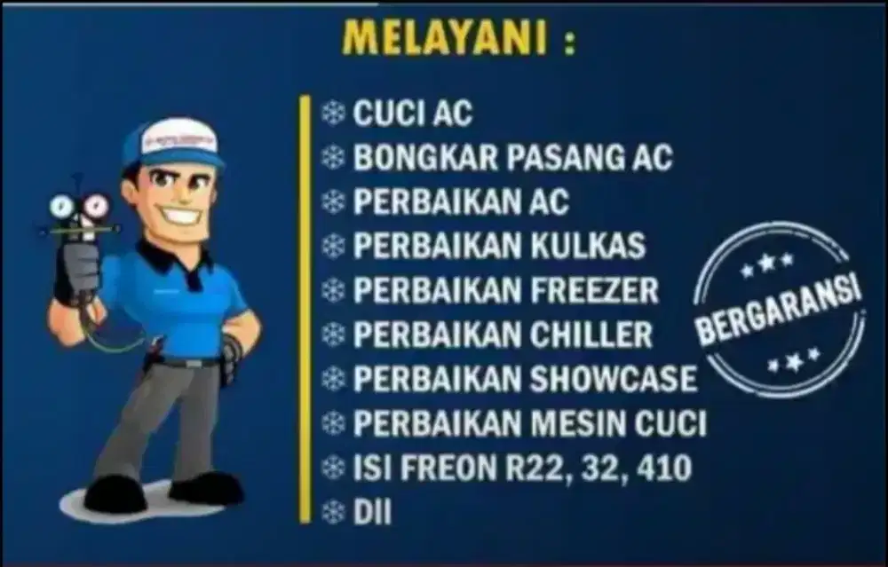 Jasa panggilan service AC kulkas mesin cuci flezer pompa air dll