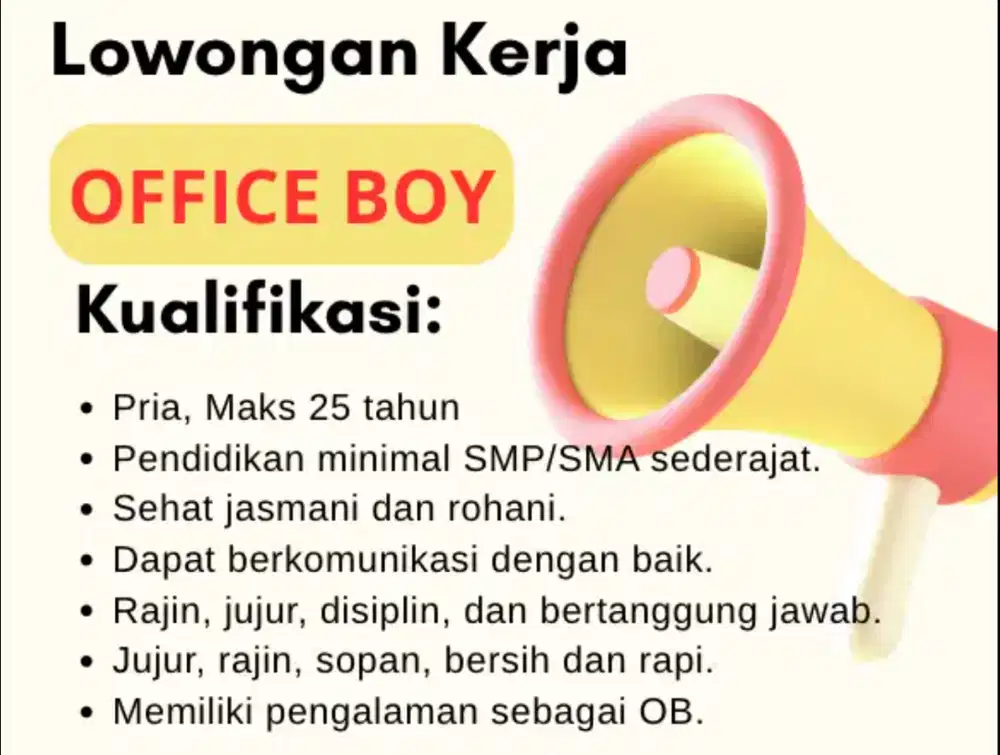 DIBUTUHKAN OFFICE BOY
