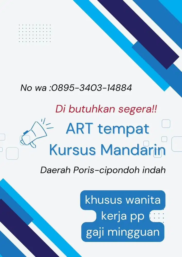 Butuh ART tempat Les mandarin