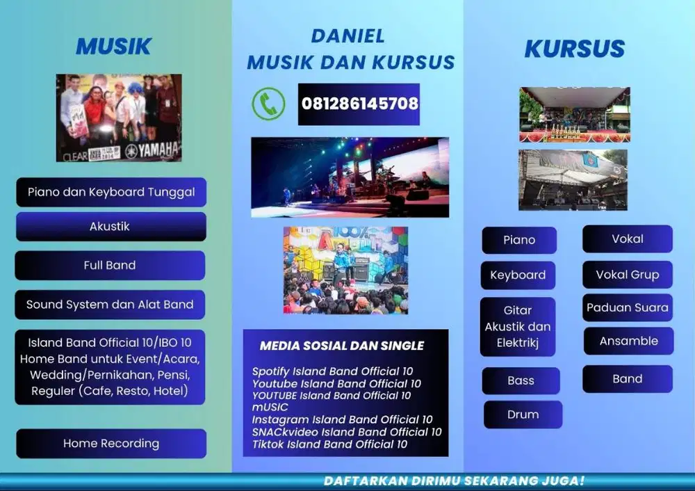 Kursus musik, sistem guru datang ke rumah, sekolah, kantor