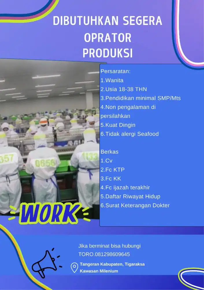 Lowongan Pekerjaan Bagian Oprator Kupas Udang