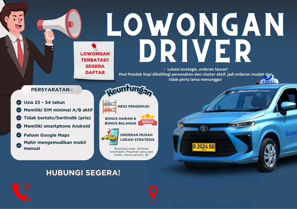 Loker Driver Bluebird Taksi