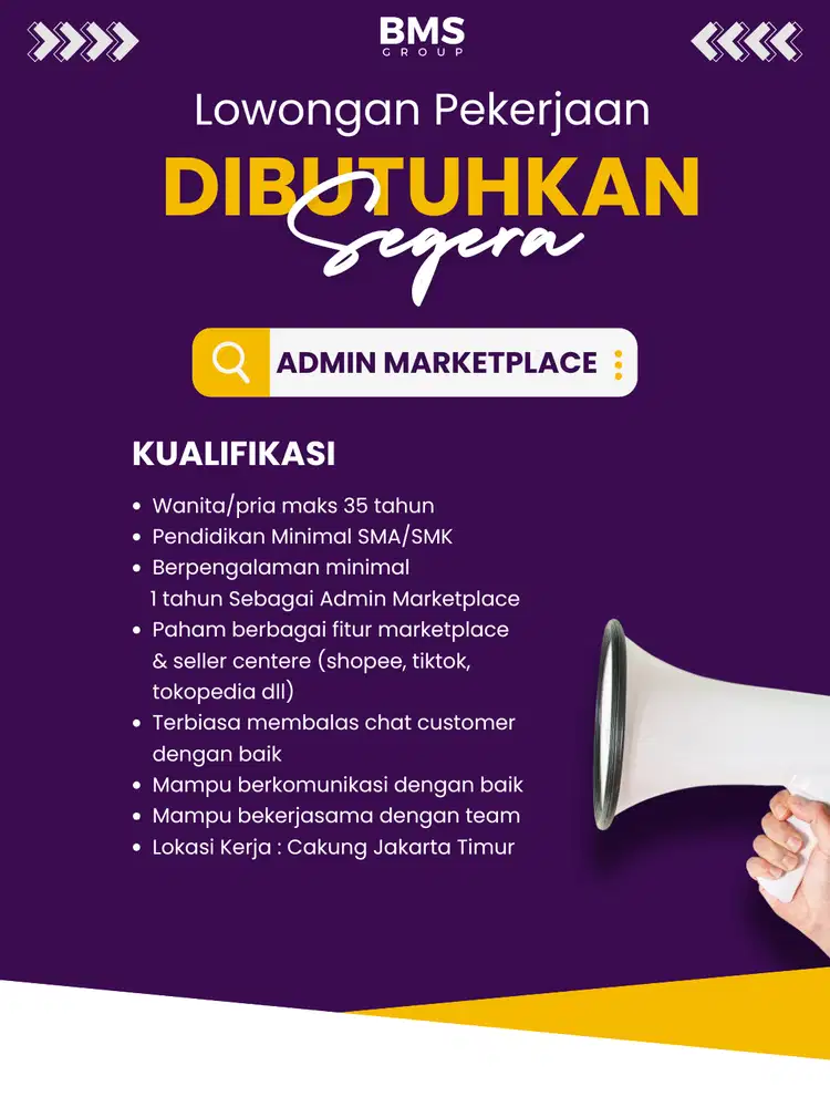 Lowongan Admin Marketplace