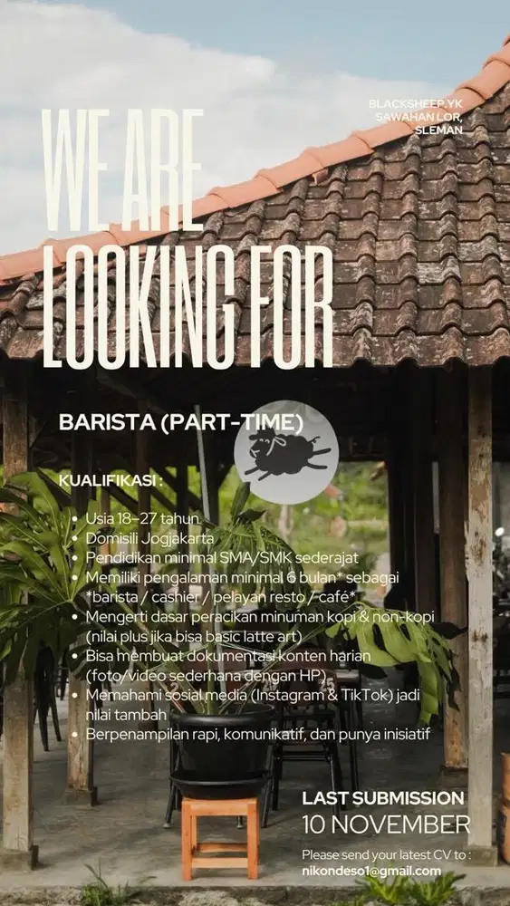 LOWONGAN KERJA BARISTA PART-TIME