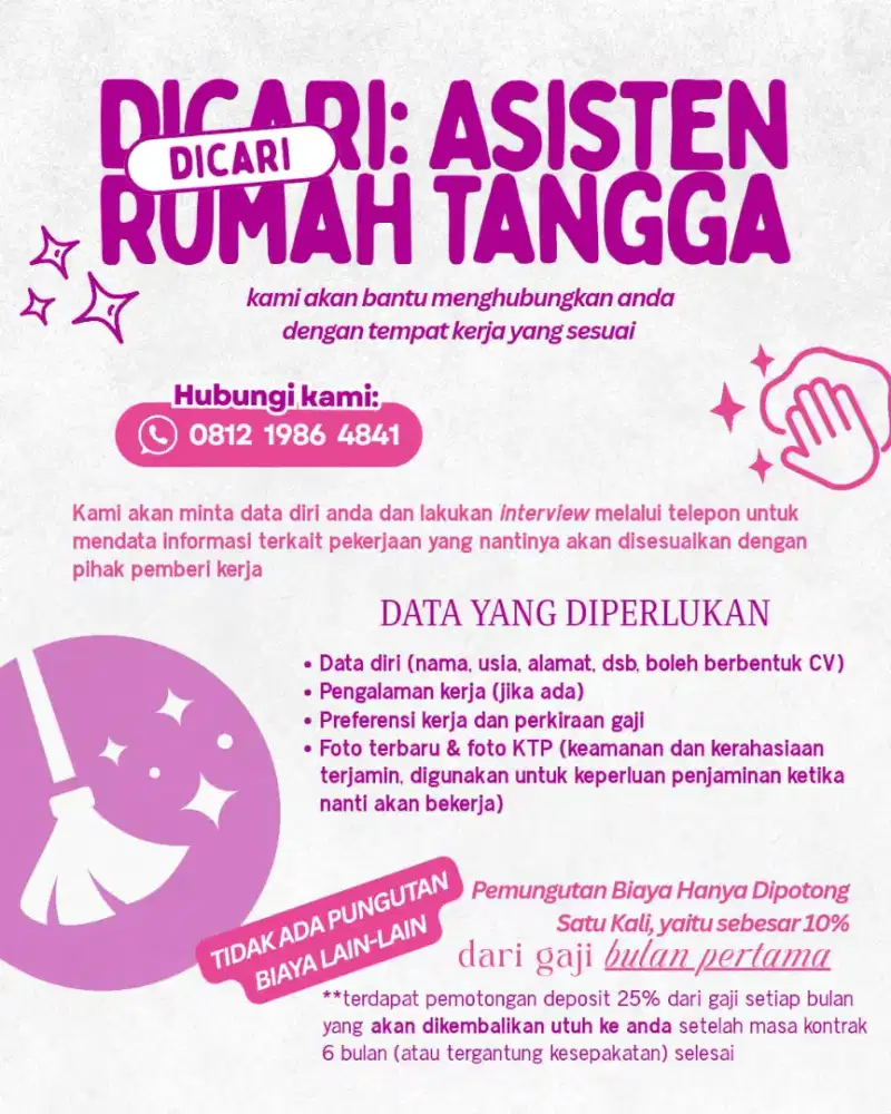 Dicari Asisten Rumah Tangga