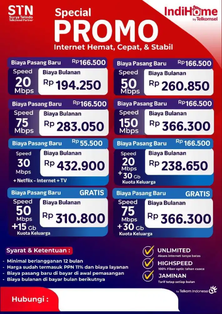 Wi-Fi IndiHome 10Mbps, 30, 50, 75Mbps Murah‼️ Promo September 2025