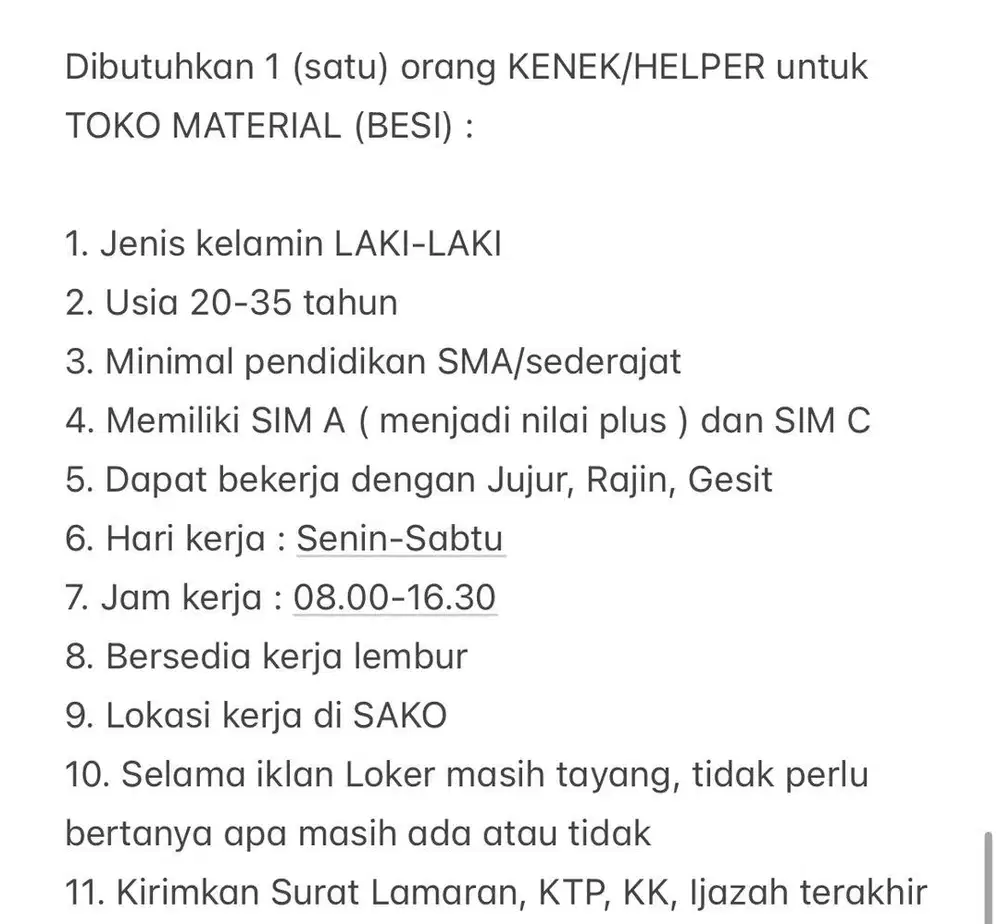 Dicari SOPIR dan KENEK