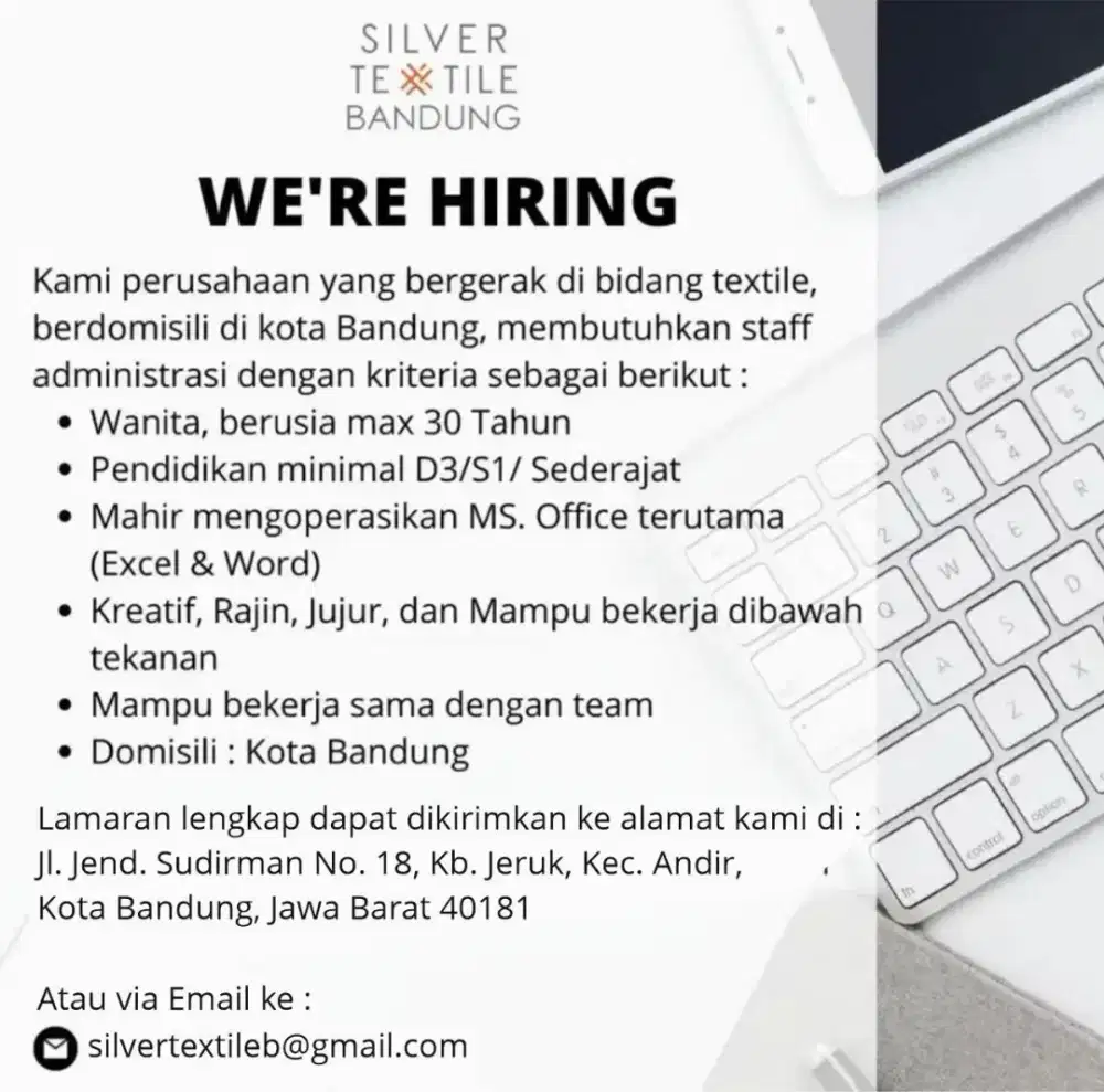 Dicari Staff Admin