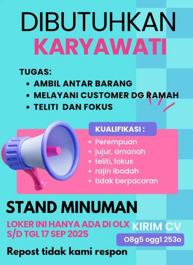 Dibutuhkan karyawati