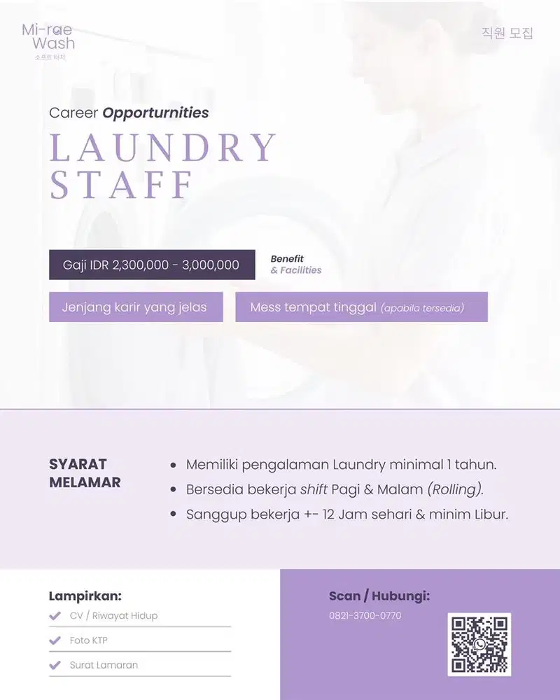 Lowongan Kerja Laundry Staff