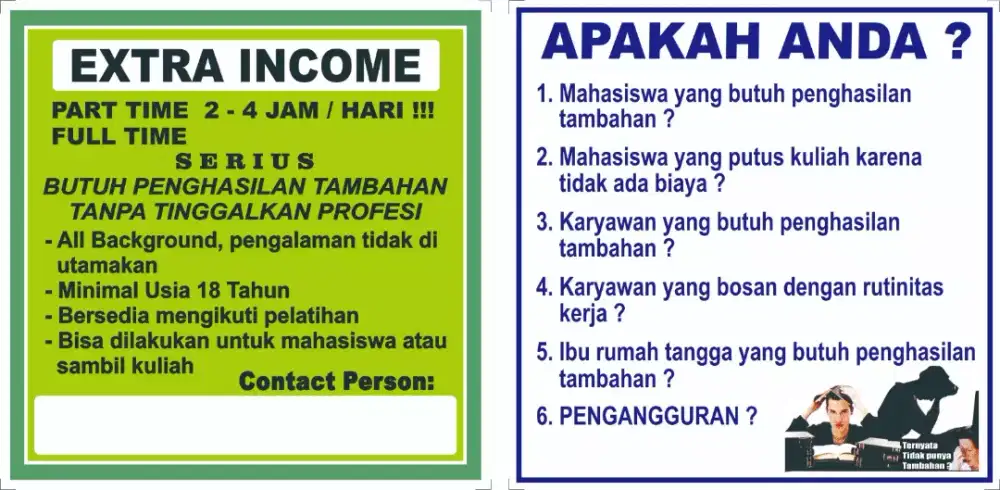 Part-time Mahasiswa 2-4jam/hari