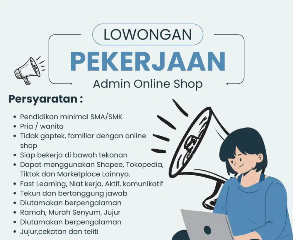 Dicari Admin Online Shop