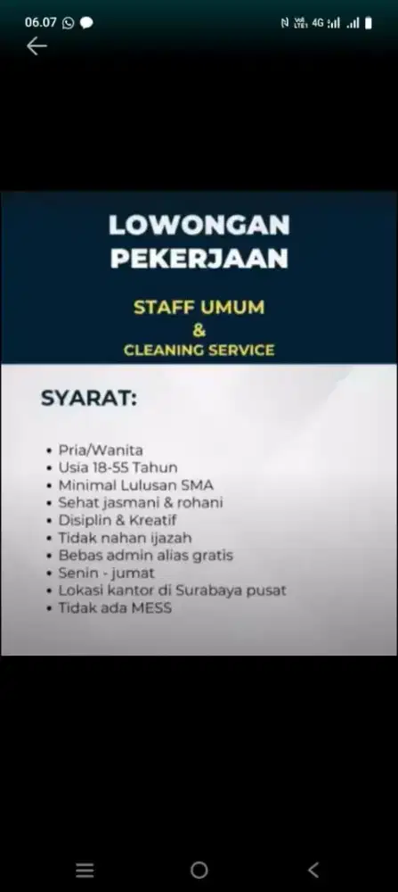 Iklan lowongan Surabaya pusat