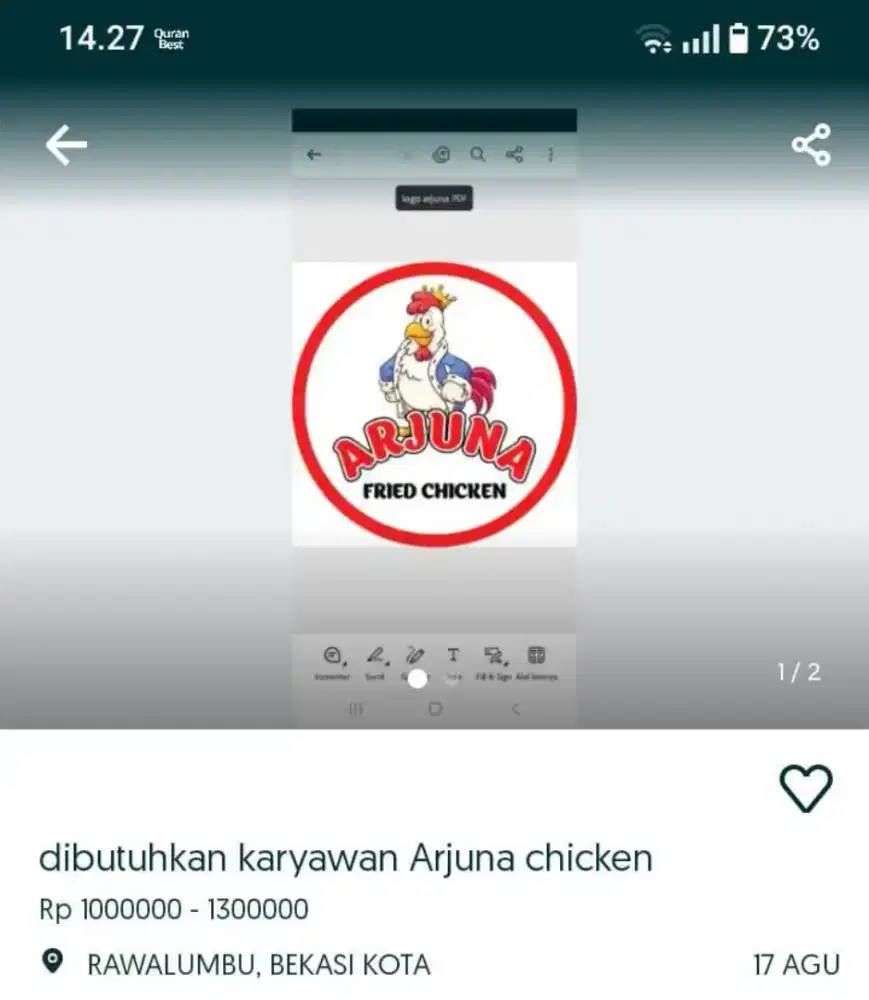 dibutuhkan karyawan fried chicken