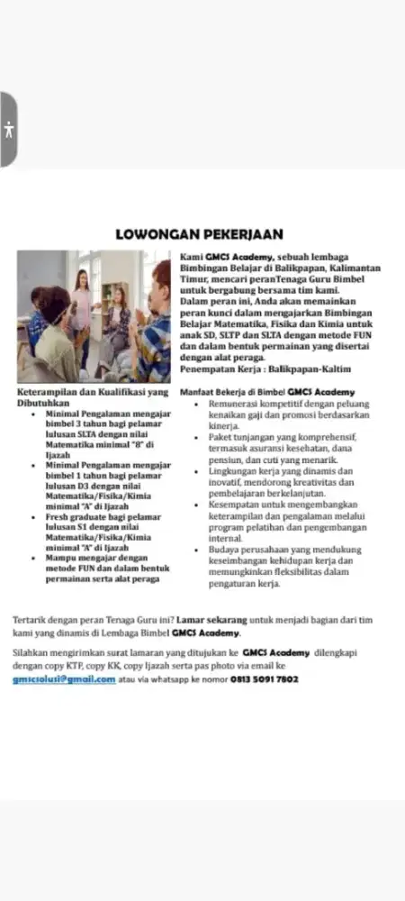 Loker Guru Bimbel