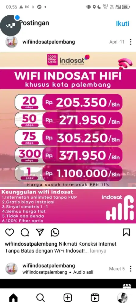 Pemasangan wifi Indosat hifi pasang wifi masang wifi up to 50mbps