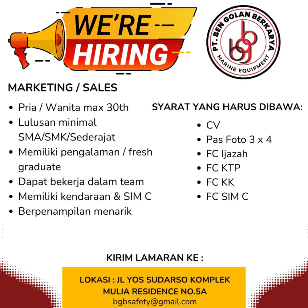 LOWONGAN PEKERJAAN SALES MARKETING