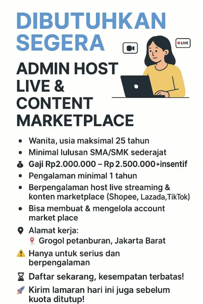 Dibutuhkan Segera: Admin Host Live & Content