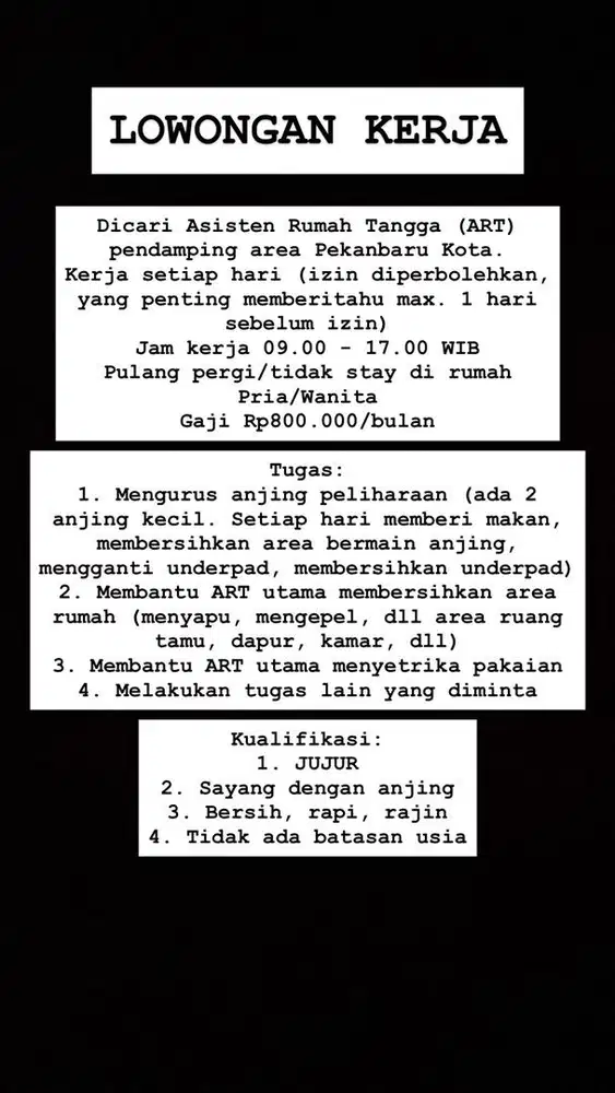 Asisten Rumah Tangga (ART) Pendamping