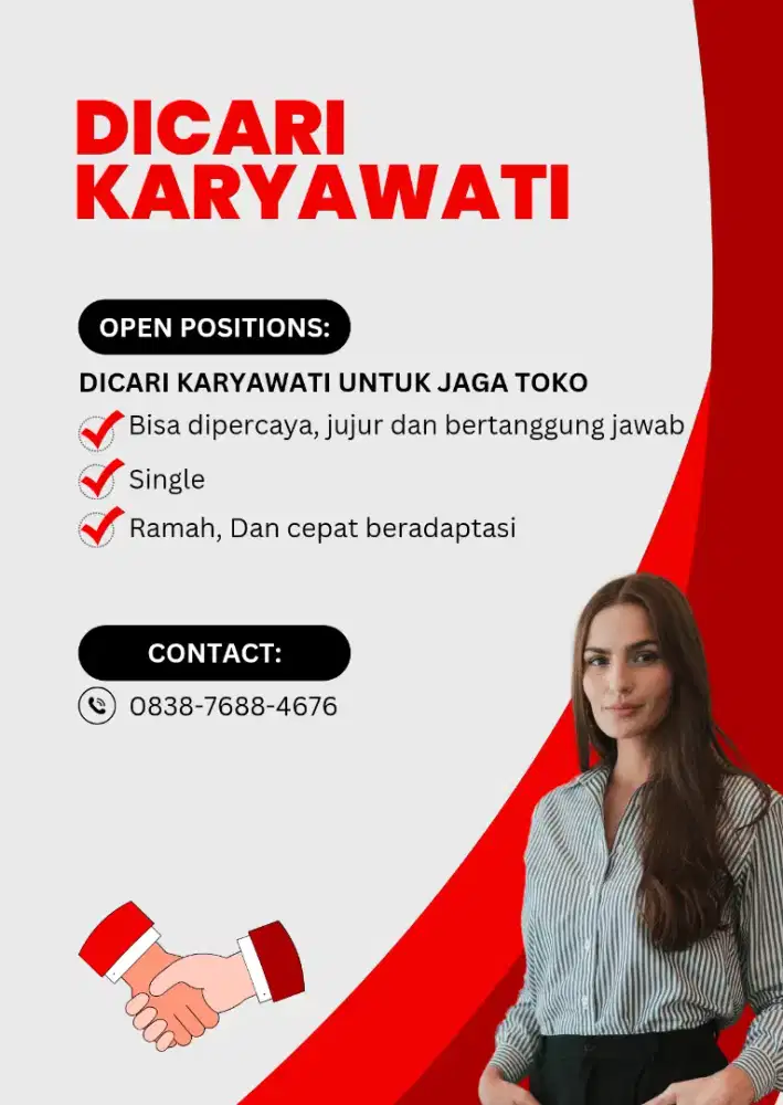 Dicari Karyawati untuk jaga toko