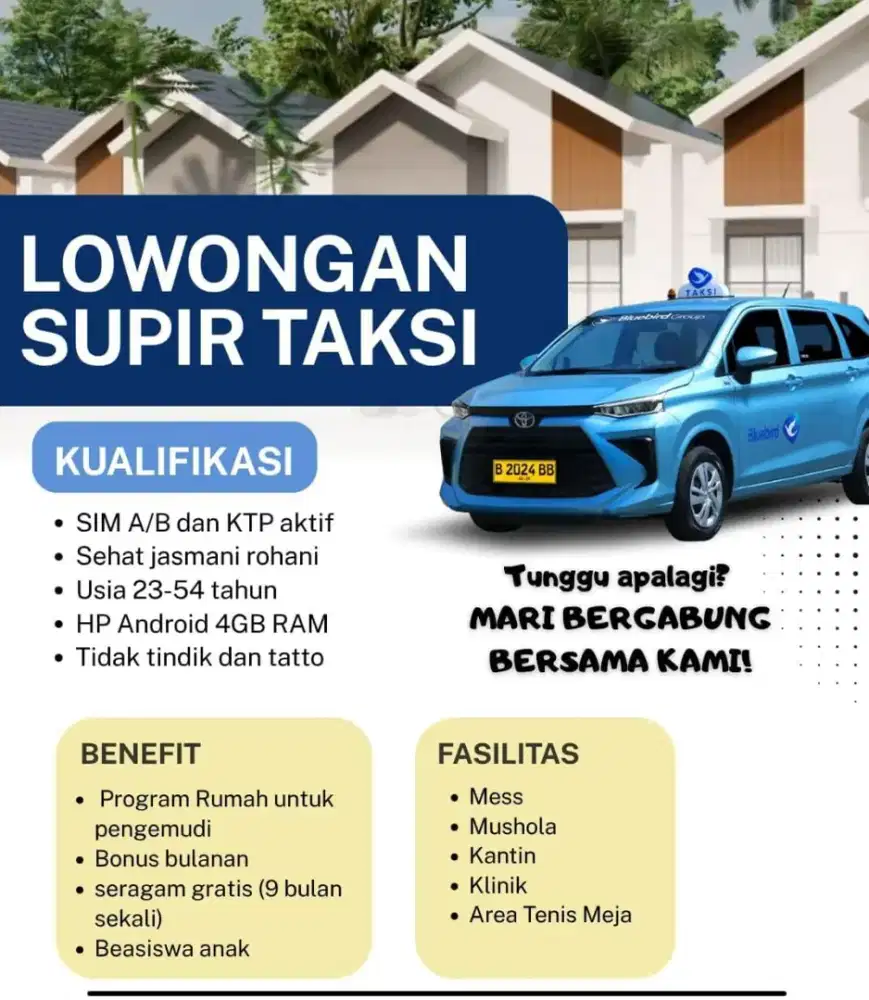 Driver/supir taksi Bluebird kelapa gading
