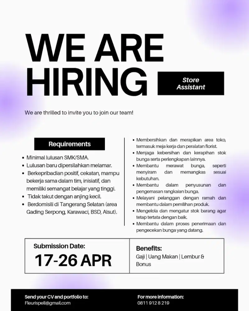 Loker Asisten Toko