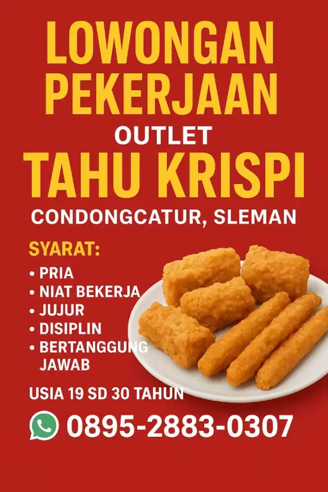 Lowongan kerja di outlet Tahu Crispy