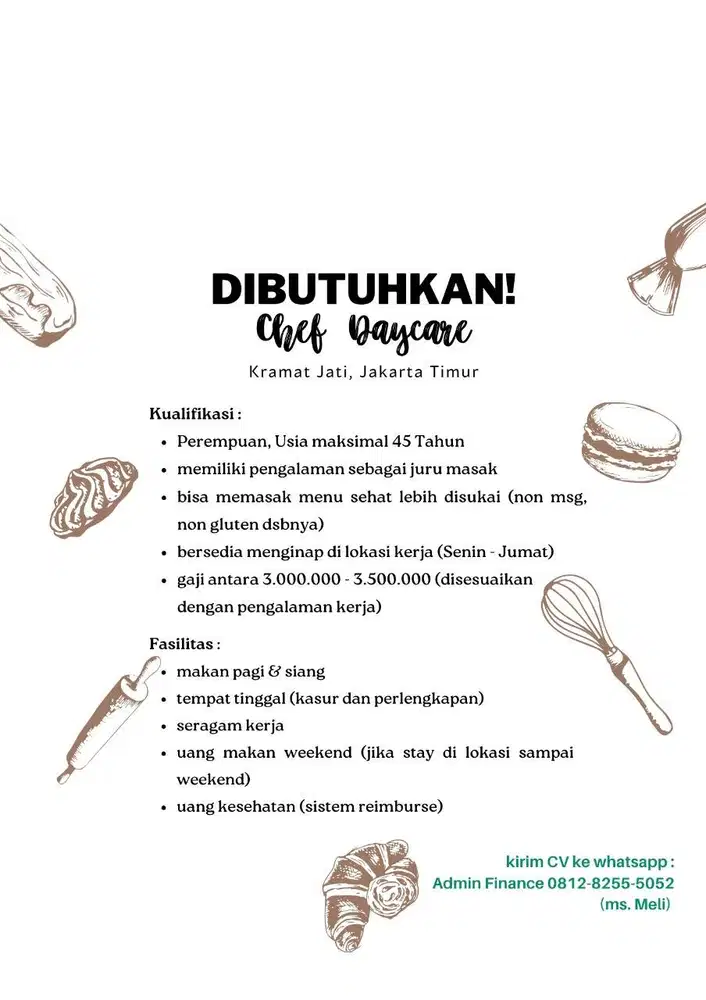 Lowongan Juru Masak Daycare