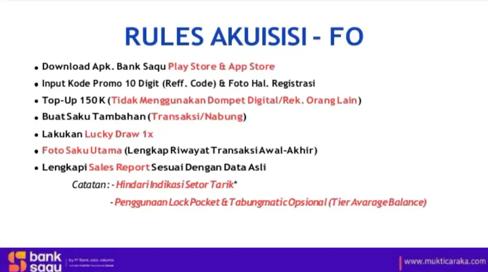 Freelance pembukaan rekening bank saqu