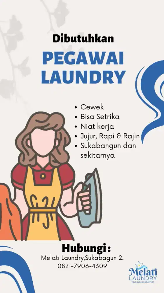 Dibutuhkan Pegawai Laundry