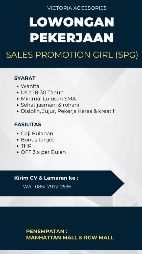 LOKER SPG AKSESORIS DI MALL