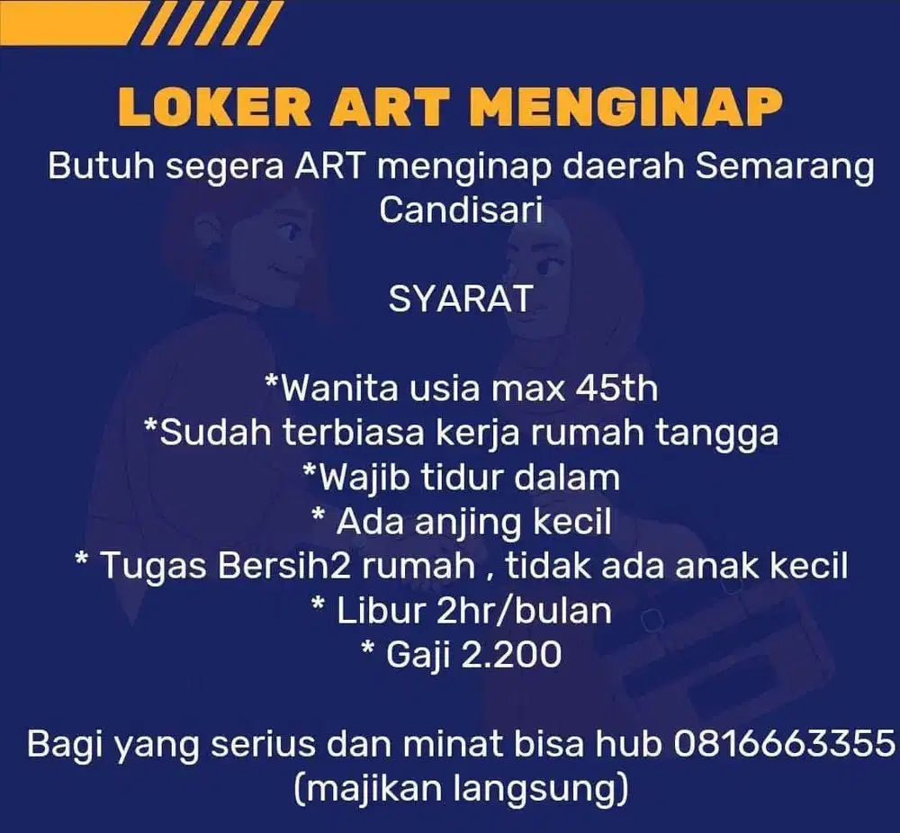 Butuh ART Menginap wilayah Semarang