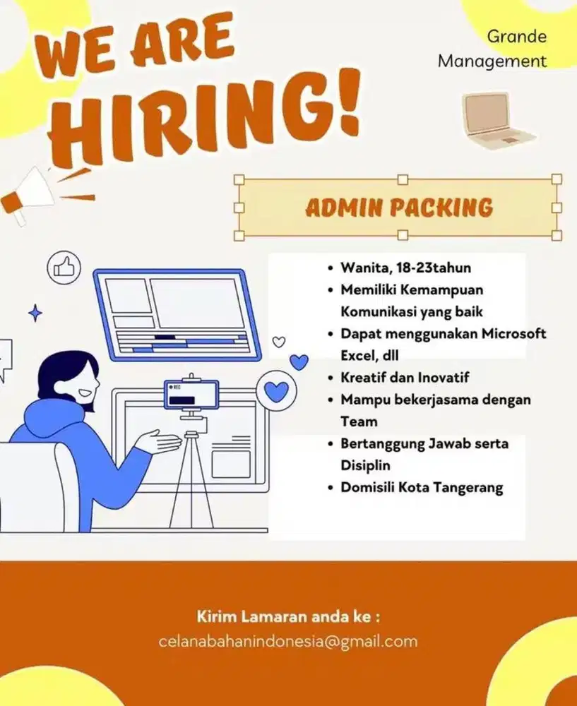 we are hiring admin packing