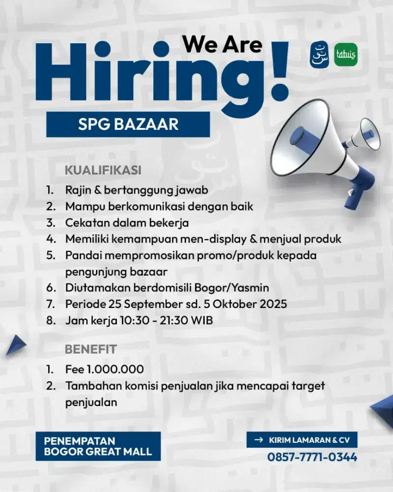 Lowongan SPG Untuk Bazar Fashion