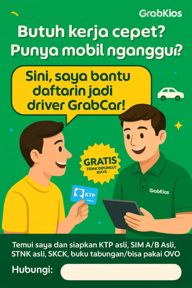 Pendaftaran Mitra Grabcar Gratis