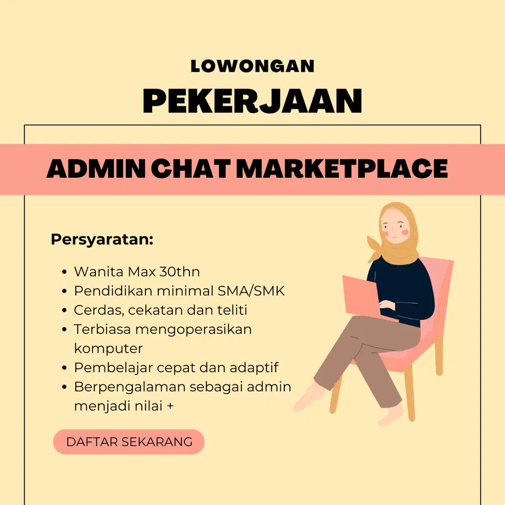 Lowongan Admin Balas Chat