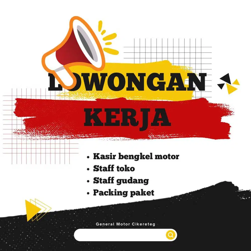 LOWONGAN KERJA DI BENGKEL MOTOR BAGIAN KASIR DAN GUDANG